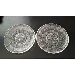 Set of 4 Arcoroc Fleur Clear Glass Cup Saucer Made in France 5 3/8" Discontinued